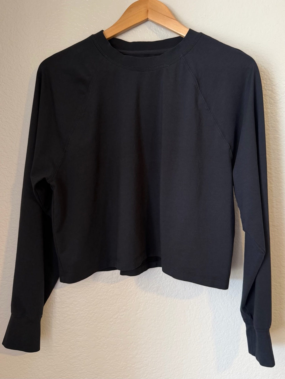 YPB x Abercrombie Long Sleeve Easy Tee Black Cotton Modal Top Size Small Active